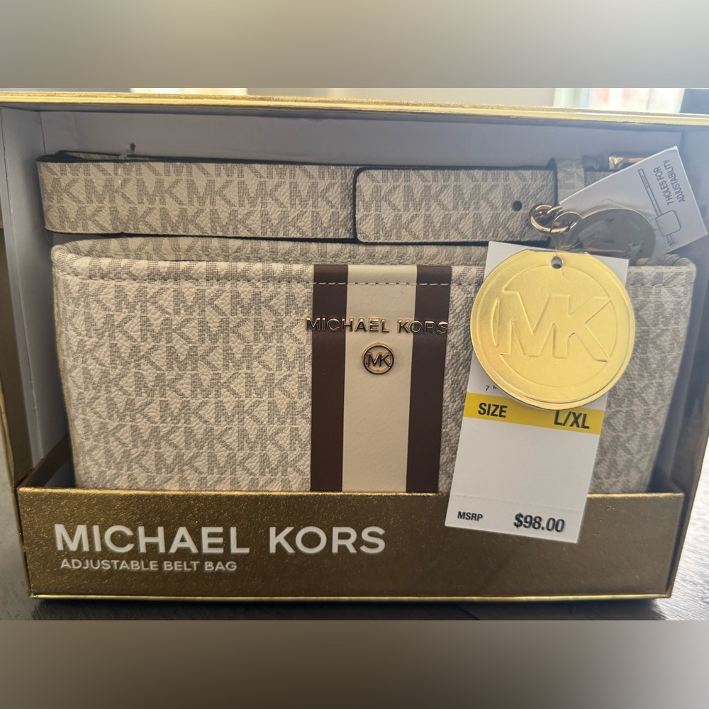 Michael Kors Signature Beige and Brown Belt Bag